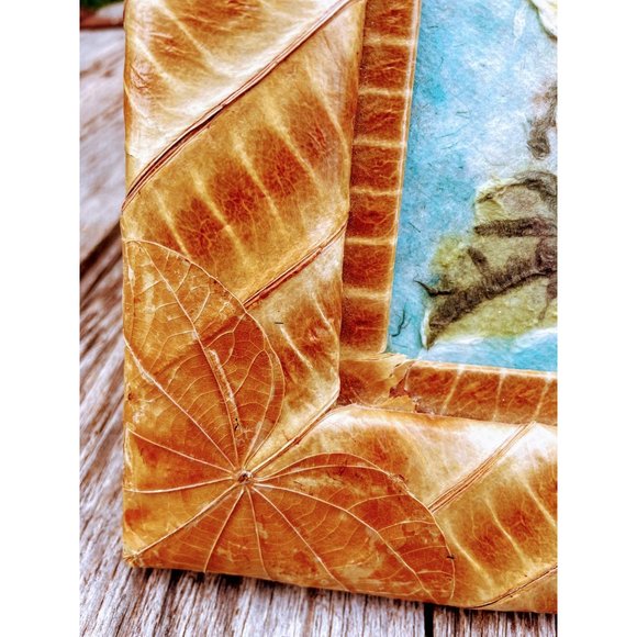 Vintage Paper Pulp Art Flower Painting With real L - Picture 4 of 12